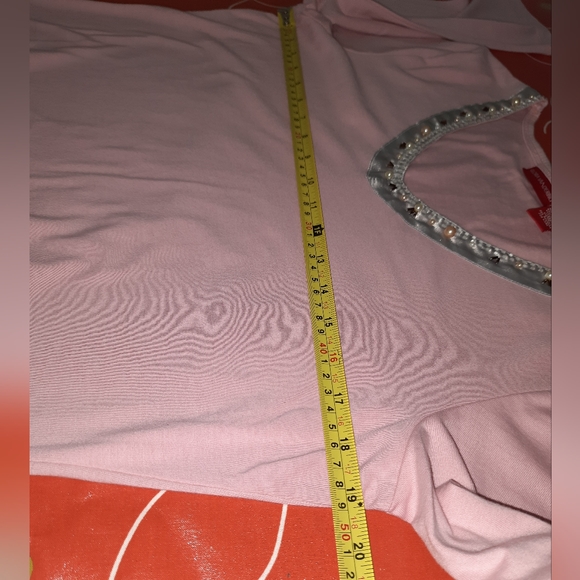 GLORIA VANDERBILT PINK BLOUSE WITH BEADS AND PEARLS SIZE L - Picture 9 of 12